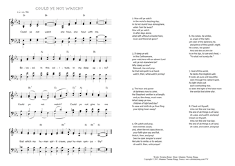 Hymn score of: Could ye not watch? (Horatius Bonar/Johannes Thomas Rüegg)
