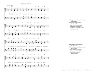 Hymn score of: Through the love of God our Saviour - All is well (Mary Bowley Peters/Johannes Thomas Rüegg)