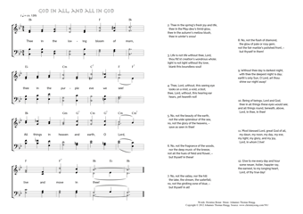 Hymn score of: Thee in the loving bloom of morn - God in all, and all in God (Horatius Bonar/Johannes Thomas Rüegg)