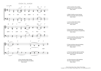 Hymn score of: Life is coming, death is going - Even so, Amen (Horatius Bonar/Johannes Thomas Rüegg)