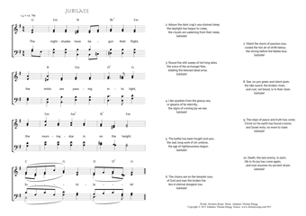 Hymn score of: The night-shades have begun their flight - Jubilate (Horatius Bonar/Johannes Thomas Rüegg)