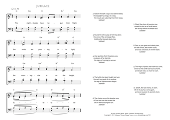 Hymn score of: The night-shades have begun their flight - Jubilate (Horatius Bonar/Johannes Thomas Rüegg)