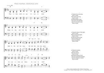 Hymn score of: Pass away, earthly joy (Catherine Jane Bonar/Johannes Thomas Rüegg)