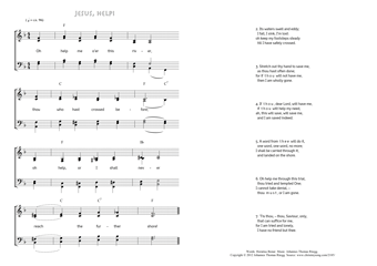 Hymn score of: Oh help me o'er this river - Jesus, help! (Horatius Bonar/Johannes Thomas Rüegg)