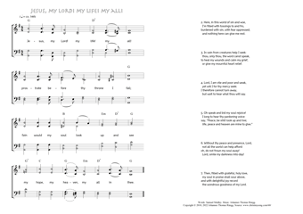 Hymn score of: Jesus, my Lord! my life! my all! (Samuel Medley/Johannes Thomas Rüegg)
