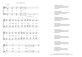Hymn score of: The time is short! - Linger not (Horatius Bonar/Johannes Thomas Rüegg)
