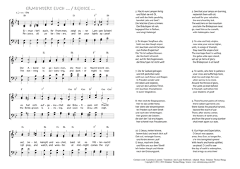 Hymn score of: Ermuntert euch, ihr Frommen! / Rejoice, all ye believers (Laurentius Laurentii/Jane Laurie Borthwick/Johannes Thomas Rüegg)