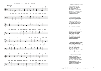 Hymn score of: Rejoice, all ye believers (Laurentius Laurentii/Jane Laurie Borthwick/Johannes Thomas Rüegg)