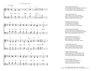 Hymn score of: How goes the fight with thee - Our battle (Horatius Bonar/Johannes Thomas Rüegg)