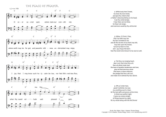 Hymn score of: O ever sacred spot - The Place of Prayer (Ray Palmer/Johannes Thomas Rüegg)