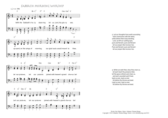 Hymn score of: With the Sabbath's holy dawning - Sabbath morning worship (Ray Palmer/Johannes Thomas Rüegg)