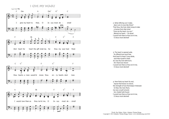 Hymn score of: I give my heart to thee - I give my heart (Ray Palmer/Johannes Thomas Rüegg)