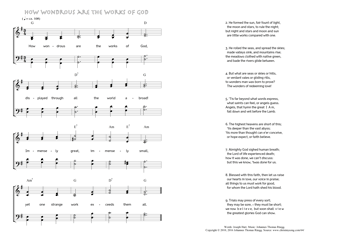 Hymn score of: How wondrous are the works of God (Joseph Hart/Johannes Thomas Rüegg)