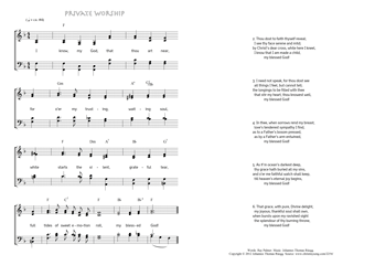 Hymn score of: I know, my God, that thou art near - Private worship (Ray Palmer/Johannes Thomas Rüegg)