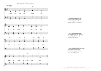 Hymn score of: Stealing from the world away - Evening worship (Ray Palmer/Johannes Thomas Rüegg)