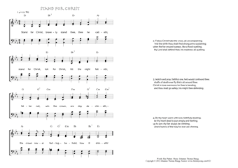 Hymn score of: Stand for Christ (Ray Palmer/Johannes Thomas Rüegg)