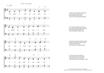 Hymn score of: The crowns of earth are jewelled dust - The Crown (Ray Palmer/Johannes Thomas Rüegg)