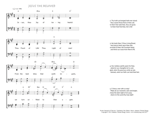 Hymn score of: Jesus, thou Joy of loving hearts! - Jesus the Beloved (Bernard of Clairvaux/Ray Palmer/Johannes Thomas Rüegg)