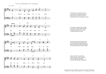 Hymn score of: O Christ, our King, Creator, Lord! - The Lordship of Christ (Gregory the Great/Ray Palmer/Johannes Thomas Rüegg)