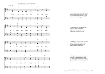 Hymn score of: Come, Jesus, with the coming night - Evening worship (Ray Palmer/Johannes Thomas Rüegg)