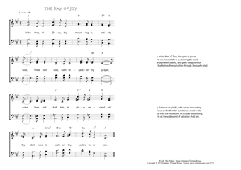 Hymn score of: Wake thee, O Zion, thy mourning is ended - The day of joy (Ray Palmer/Johannes Thomas Rüegg)