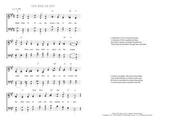 Hymn score of: Wake thee, O Zion, thy mourning is ended - The day of joy (Ray Palmer/Johannes Thomas Rüegg)