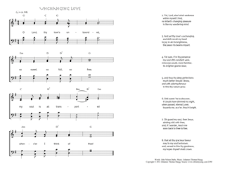 Hymn score of: O Lord, thy love's unbounded - Unchanging love (John Nelson Darby/Johannes Thomas Rüegg)