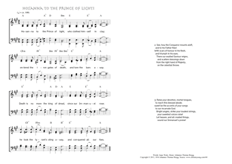 Hymn score of: Hosanna to the Prince of light (Isaac Watts/Johannes Thomas Rüegg)