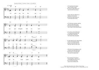 Hymn score of: I'm waiting for the glory - Waiting for the glory (John Nelson Darby/Johannes Thomas Rüegg)