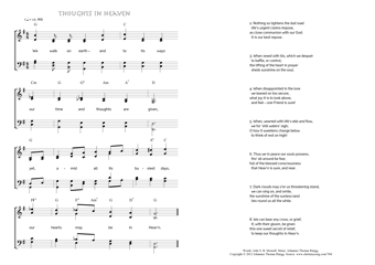 Hymn score of: We walk on earth – and to its ways - Thoughts in Heaven (John S. B. Monsell/Johannes Thomas Rüegg)