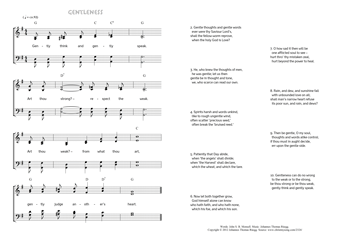 Hymn score of: Gently think and gently speak - Gentleness (John S. B. Monsell/Johannes Thomas Rüegg)