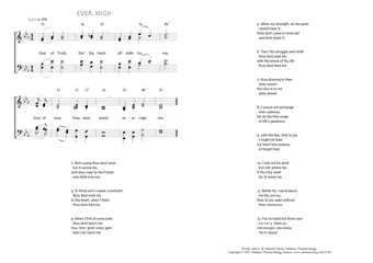 Hymn score of: God of Truth, tho' thy hand - Ever nigh (John S. B. Monsell/Johannes Thomas Rüegg)