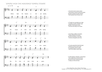 Hymn score of: Where high the heavenly temple stands (Michael Bruce/Johannes Thomas Rüegg)