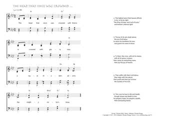 Hymn score of: The head that once was crowned with thorns (Thomas Kelly/Johannes Thomas Rüegg)