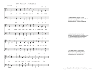 Hymn score of: Look on the better sacrifice, O Lord - The better sacrifice (Horatius Bonar/Johannes Thomas Rüegg)