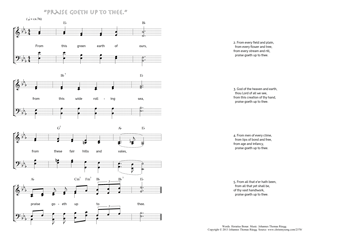 Hymn score of: From this green earth of ours - Praise goeth up to thee (Horatius Bonar/Johannes Thomas Rüegg)