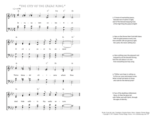 Hymn score of: Jerusalem celestial - The City of the Great King (Horatius Bonar/Johannes Thomas Rüegg)