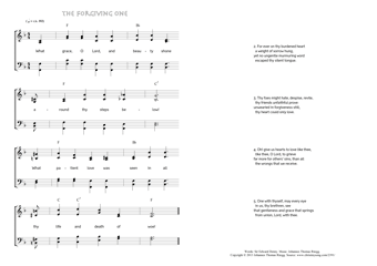 Hymn score of: What grace, O Lord, and beauty shone - The forgiving One (Sir Edward Denny/Johannes Thomas Rüegg)