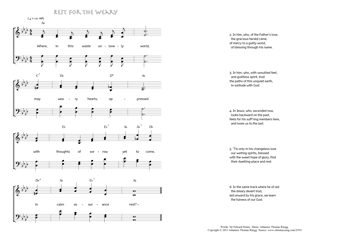 Hymn score of: Where, in this waste unlovely world - Rest for the weary (Sir Edward Denny/Johannes Thomas Rüegg)