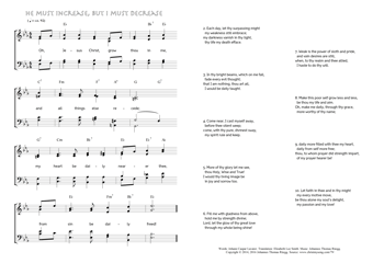 Hymn score of: Oh, Jesus Christ, grow thou in me - He must increase, but I must decrease (Johann Caspar Lavater/Elizabeth Lee Smith/Johannes Thomas Rüegg)