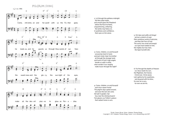 Hymn score of: Come, children, on and forward! - Pilgrim song (Frances Bevan/Johannes Thomas Rüegg)