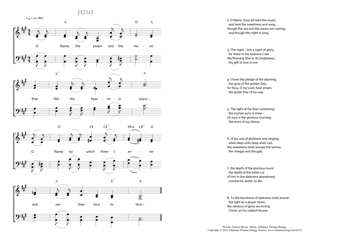 Hymn score of: O Name, the psalm and the music - Jesus (Frances Bevan/Johannes Thomas Rüegg)