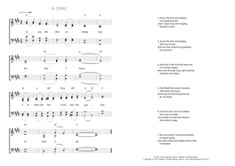 Hymn score of: Jesus, the One unchanging - A song (Frances Bevan/Johannes Thomas Rüegg)