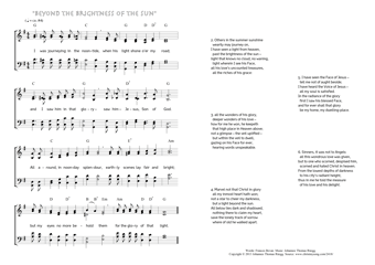 Hymn score of: I was journeying in the noontide - Beyond the brightness of the sun (Frances Bevan/Johannes Thomas Rüegg)
