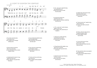 Hymn score of: Wherefore goest thou with me? - A Light to lighten the gentiles (Frances Bevan/Johannes Thomas Rüegg)