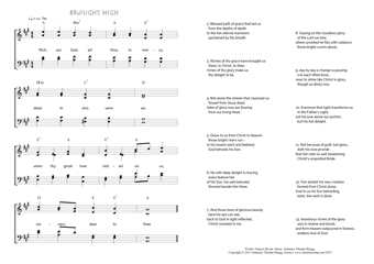 Hymn score of: Rich, our God, art thou in mercy - Brought nigh (Frances Bevan/Johannes Thomas Rüegg)