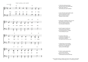 Hymn score of: Thou sweet beloved Will of God - The Will of God (Gerhard Tersteegen/Frances Bevan/Johannes Thomas Rüegg)