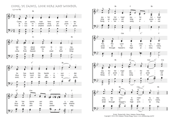 Hymn score of: Come, ye saints, look here and wonder (Thomas Kelly/Johannes Thomas Rüegg)