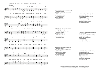 Hymn score of: Jerusalem, du Herrens nya stad (Johann Matthäus Meyfart/Okänd/Johannes Thomas Rüegg)