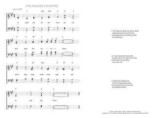 Hymn score of: O glad the wilderness for me - The blessed country (Frances Bevan/Johannes Thomas Rüegg)